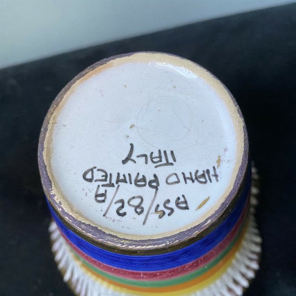 Vintage Planter Italy Hand Painted Succulent Scalloped Rainbow Gold Trim - Picture 5 of 7